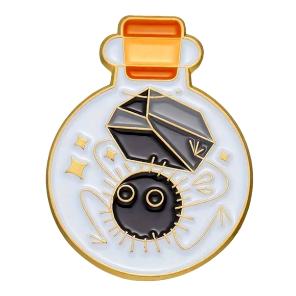 Jewelry - 3/$15 Soot Sprite Spirited Away Style Pin "All Bottled Up" Broach Enamel Inlay